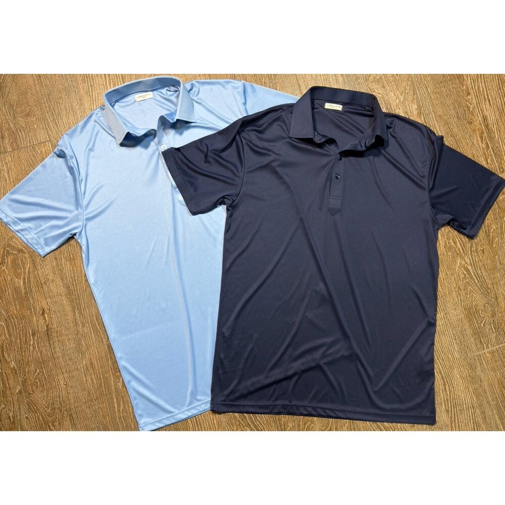 Set Of 2 Collars and Co Mens Semi-Spread Navy & Light Blue Polo Shirts XL Tall